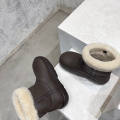 ANKLE BOOTS IN CHOCOLATE BROWN LAMBSKIN WITH SHEARLING LINING