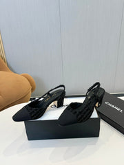 CC SLINGBACK 25S 65 MM IN BLACK TWEED MIX SEQUINS
