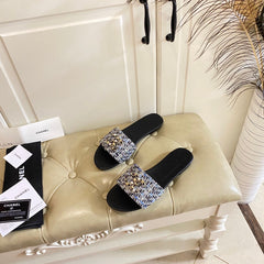 SLIPPERS IN MULTICOLOR TWEED MULE