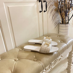 SLIPPERS IN WHITE CREAM TWEED MULE