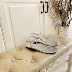 GG SIGNORINA THONG SANDALS IN SILVER SHEEPSKIN