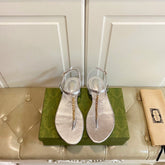 GG SIGNORINA THONG SANDALS IN SILVER SHEEPSKIN