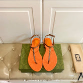 GG SIGNORINA THONG SANDALS IN ORANGE MIX BROWN SHEEPSKIN