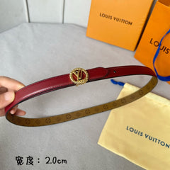 LV S-LOCK BELT 20 MM IN CHERRY RED CALFSKIN AND CIRCLE GOLD HARDWARE