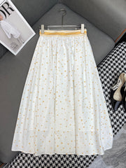 WHITE FLARED SKIRT WITH PRINT