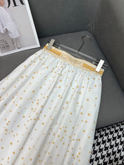 WHITE FLARED SKIRT WITH PRINT