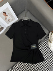 FITTED POLO SHIRT WITH PLEATED WAIST