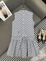 DIOR SLEEVELESS PRINTED DENIM DRESS 269128