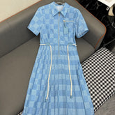LV DRESS PLEATED HEM 25IN POLYESTER 266634