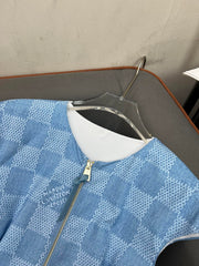 LV FRONT ZIP SLEEVELESS DRESS BLUE 25S IN POLYESTER 266638