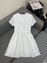 WHITE EMBOSSED LOGO DRESS