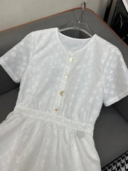 WHITE EMBOSSED LOGO DRESS