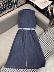 SLEEVELESS DENIM DRESS DARK INDIGO 266710