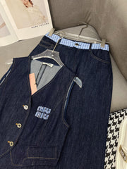 SET SLEEVELESS TOP AND DENIM PANTS 263282