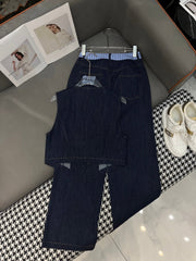 SET SLEEVELESS TOP AND DENIM PANTS 263282