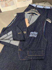 SET SLEEVELESS TOP AND DENIM PANTS 263282