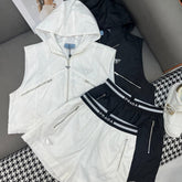 SLEEVELESS HOODIE AND SHORTS JACQUARD FABRIC 266715