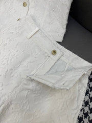 SET SLEEVELESS TOP AND SHORTS IN WHITE DENIM