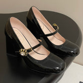 TRÈS VIVIER MARY JANE PUMPS 85MM IN BLACK GLOSSY CALFSKIN