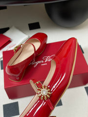 TRÈS VIVIER MARY JANE PUMPS IN RED PATENT CALFSKIN