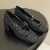 HIGH BALLET MARY JANE 50MM IN BLACK RAFFIA