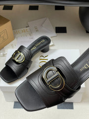 DIOR HIGH HEEL CLASSIC MONTAIGNE 40 MM 25S IN BLACK LAMBSKIN WITH CD LOGO