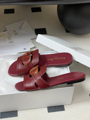 DIOR CLASSIC MONTAIGNE SANDALS 25S IN DARK RED LAMBSKIN WITH CD LOGO