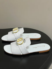 DIOR CLASSIC MONTAIGNE SANDALS 25S IN WHITE LAMBSKIN WITH CD LOGO