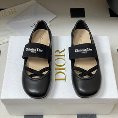 DIOR STRETCH BALLET FLATS 25S IN BLACK LAMBSKIN