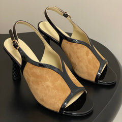 CC HIGH HEELS 85MM IN BROWN AND BLACK SUEDE