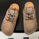 BALENCIAGA 25S MULES BIRKENSTOCK IN CARAMEL BROWN SUEDE