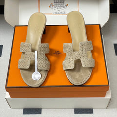 HM 25S ORAN HIGH‑HEEL SANDAL IN BEIGE SUEDE AND LAMBSKIN