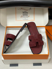 HM 25S ORAN SANDAL IN DARK RED SUEDE AND LAMBSKIN
