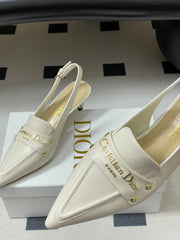 DIOR 25S BOY SLINGBACK HIGH HEELS 50 MM IN WHITE LAMBSKIN