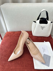 DIOR TRIBALES HIGH HEELS 80 MM 25S IN BEIGE GLOSSY LEATHER