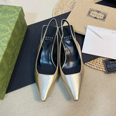 GG Women's G plain leather logo Slingbacks Golden