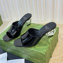 GG Women's Heeled Sandals Glossy Black