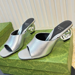 GG Women's Heeled Sandals Silver