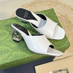 GG Women's Heeled Sandals White