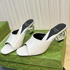 GG Women's Heeled Sandals White