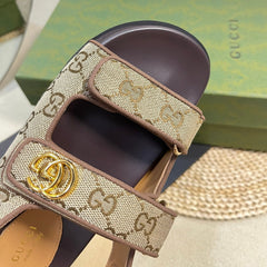GG Sandal With Double G Brown Caro