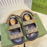 GG Sandal With Double G Brown Caro