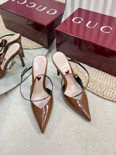 HIGH SLINGBACK PUMP 10 CM IN BRONZE BROWN GLOSSY CALFSKIN