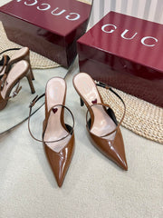 HIGH SLINGBACK PUMP 10 CM IN BRONZE BROWN GLOSSY CALFSKIN