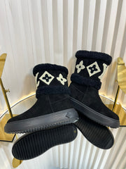 SNOWDROP FLAT ANKLE BOOTS IN BLACK SUEDE