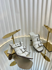 PUNK HEEL SLIDES 25S 80MM IN WHITE CALFSKIN