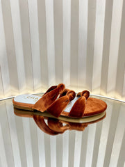 THREE STRAPS MULE IN RUSSET BROWN VELVET