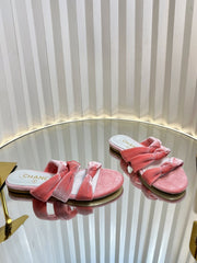 THREE STRAPS MULE IN BRIGHT PINK VELVET