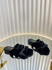 THREE STRAPS MULE IN BLACK VELVET