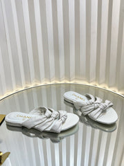 THREE STRAPS MULE IN WHITE CALFSKIN